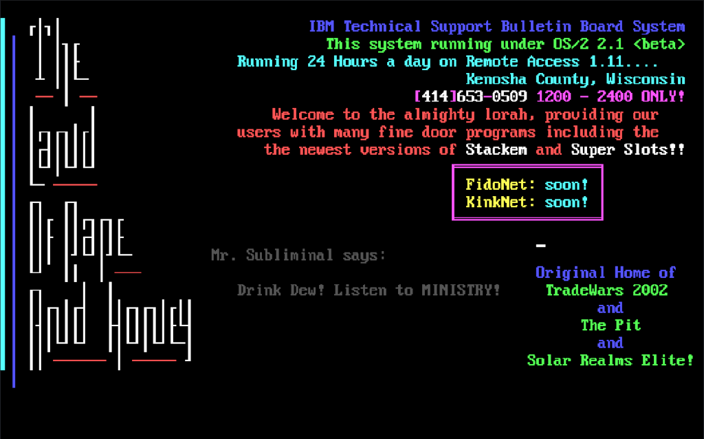 Old BBS login screen